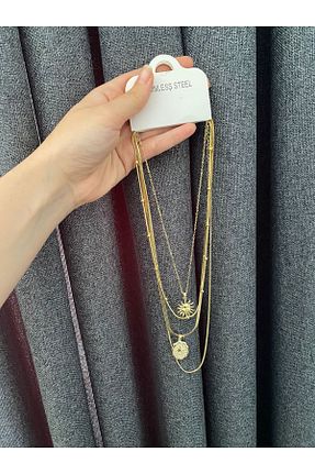 گردنبند استیل ( فولاد ) زرد زنانه استیل (فولاد) DİAPANTE - کد 944825169