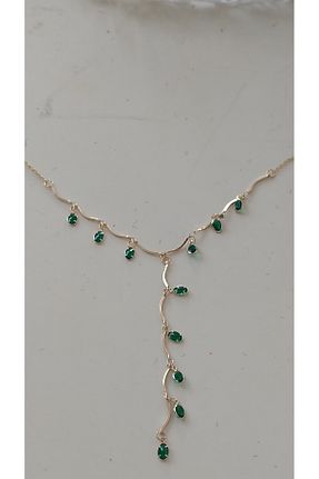 گردنبند جواهر سبز زنانه سنگ BESMYAR JEWELS - کد 944835620