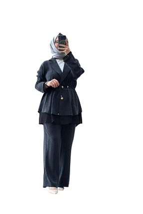 ست بالاتنه و پائین تنه حجاب مشکی زنانه رگولار Ghisa - کد 944884626