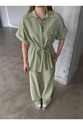 ست بالاتنه و پائین تنه خاکی زنانه بافتنی Ecenin Favorileri - کد 944925148