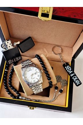 ست ساعت مچی طوسی مردانه فلزی arpat time saat aksesuar - کد 945063559