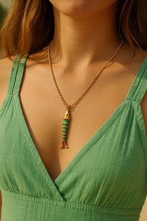 گردنبند استیل ( فولاد ) سبز زنانه استیل (فولاد) glanssieraad - کد 945058738