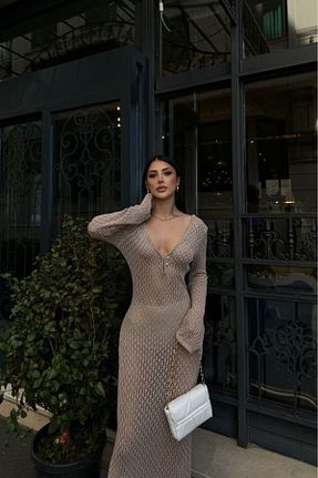 لباس ساحلی قهوه ای زنانه پنبه ای Butik - کد 945124198