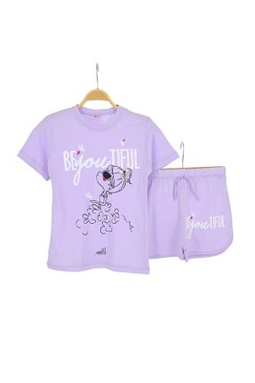 ست بالاتنه و پائین تنه بنفش بچه گانه جین CRASSİ - کد 945209249