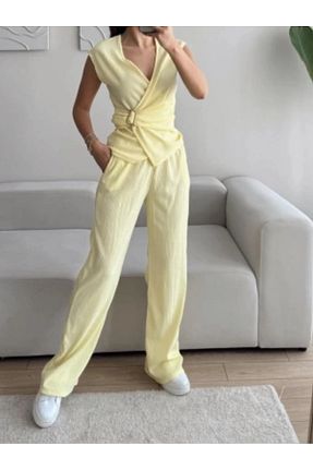 ست بالاتنه و پائین تنه زرد زنانه بافتنی rvano - کد 945367082