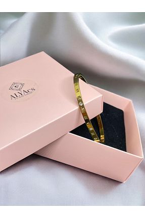 دستبند استیل (فولاد) زرد زنانه استیل ضد زنگ alyacs - کد 945525555