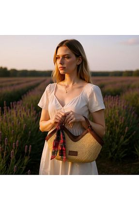 کیف ساحلی قهوه ای زنانه حصیر FURMELİA WOMAN - کد 945837480