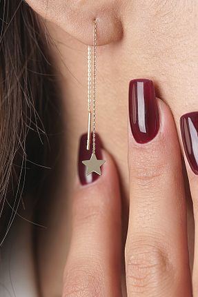 گوشواره طلا طلائی زنانه 14 عیار Fiyonk Kuyumculuk - کد 929880622