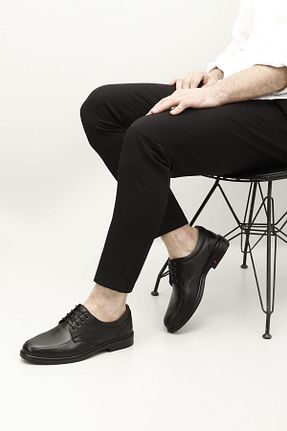 کفش کژوال مشکی مردانه چرم خالص GÖNDERİ(R) - کد 690697264