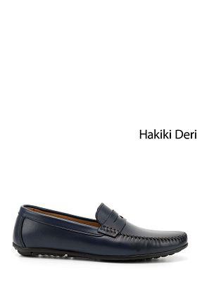 کفش کژوال سرمه ای مردانه چرم خالص GÖNDERİ(R) - کد 98122022