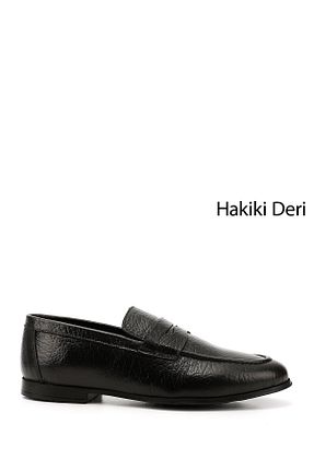 کفش لوفر مشکی مردانه چرم خالص GÖNDERİ(R) - کد 822264692