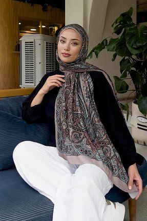 شال قهوه ای زنانه lamelif.com - کد 861894646