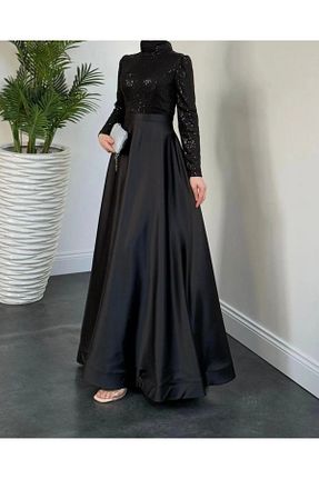 لباس مجلسی حجاب مشکی زنانه یقه دوچرخه Asya Karen - کد 928949067