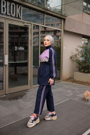 ست گرمکن حجاب سرمه ای زنانه رگولار Wovi - کد 904487398