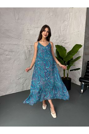 لباس آبی زنانه بافتنی Elif Özbey Butik - کد 826712776