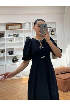 لباس مجلسی و فارغ التحصیلی مشکی زنانه کرپ NIDAFASHION - کد 870501597