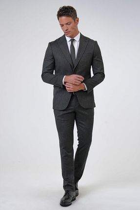 کت و شلوار طوسی مردانه یقه کتی SÜVARİ - کد 837096024