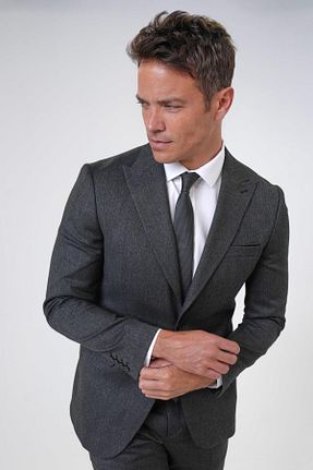 کت و شلوار طوسی مردانه یقه کتی SÜVARİ - کد 837096024