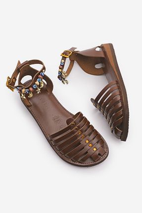 صندل زرشکی زنانه پاشنه تخت Marjin - کد 746211585