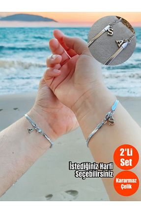 دستبند استیل (فولاد) طوسی زنانه استیل ضد زنگ ruvelu - کد 943231191