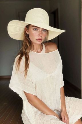 کلاه بژ زنانه حصیر Luminos Butik - کد 241816858