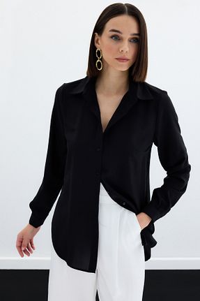 پیراهن مشکی زنانه رگولار Sateen - کد 34930797