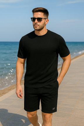ست بالاتنه و پائین تنه مشکی مردانه بافتنی Pobudo - کد 829358893