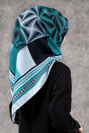 روسری فیروزه ای پلی استر VİOLLA - کد 877588549