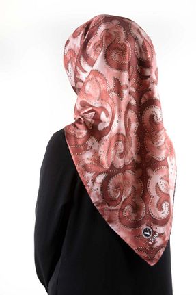 روسری زرشکی پلی استر VİOLLA - کد 877588505
