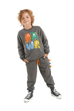 ست گرمکن طوسی بچه گانه پنبه پلی استر Denokids - کد 752004599