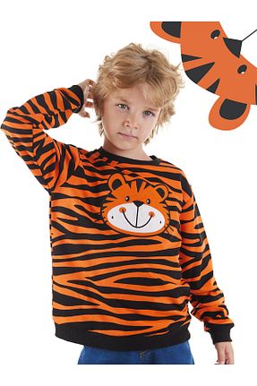 سوئیشرت نارنجی بچه گانه چاپی Denokids - کد 844580315