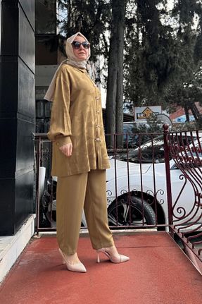 ست بالاتنه و پائین تنه حجاب زرد زنانه Relaxed Ghisa - کد 921325523