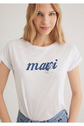 تیشرت سفید زنانه یقه دوچرخه Mavi - کد 1868913