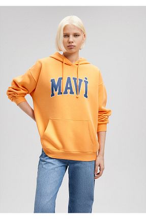 سوئیشرت نارنجی زنانه Slogan Mavi - کد 635351431