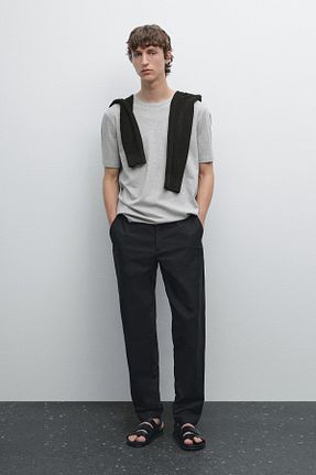 تیشرت طوسی مردانه رگولار Massimo Dutti - کد 925939217