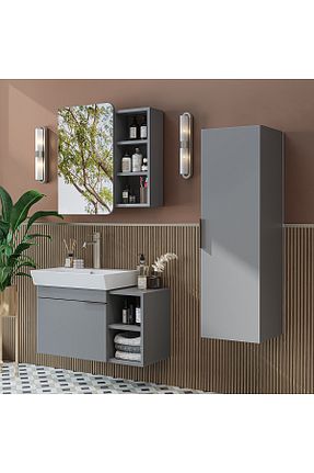 ست کمد حمام طوسی ROOMART - کد 942332688