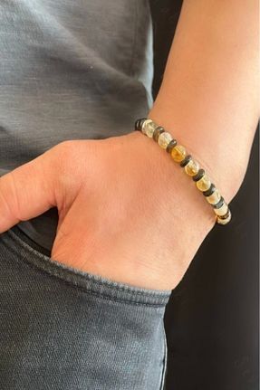 دستبند استیل (فولاد) قهوه ای زنانه سنگ طبیعی SEVGİLİ TAKI - کد 797874125