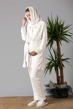 ست لباس راحتی بارداری نباتی زنانه پنبه ای ByLohusa - کد 871688493