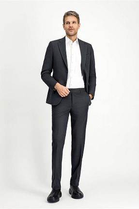 کت و شلوار طوسی مردانه یقه پرستوئی Kiğılı - کد 883964564