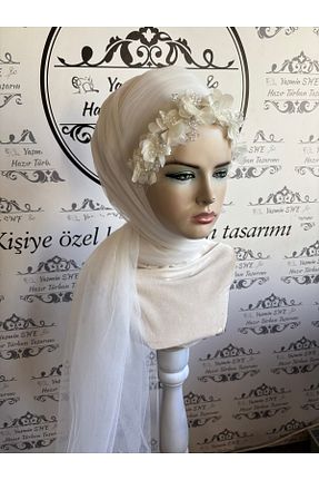 روسری سفید پلی استر Yasmin S