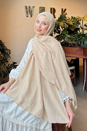 شال قهوه ای زنانه پنبه ای lamelif - کد 944096521