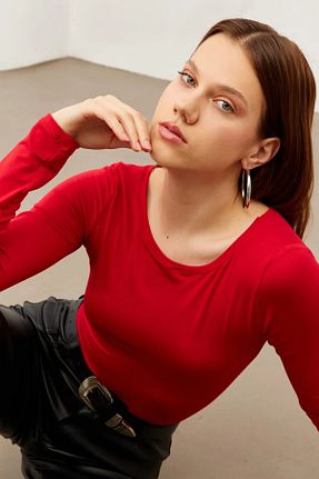 بادی قرمز زنانه یقه قایقی Yefrastore - کد 944118094