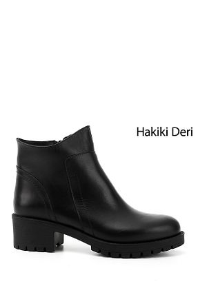 بوت / نیم بوت مشکی زنانه چرم خالص GÖNDERİ(R) - کد 944093164