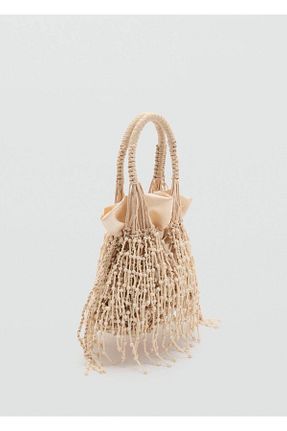 کیف دوشی بژ زنانه پارچه ای MANGO - کد 944120053