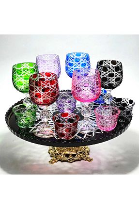 کاسه و بشقاب دکوراتیو رنگی شیشه Kristal Market - کد 944365777
