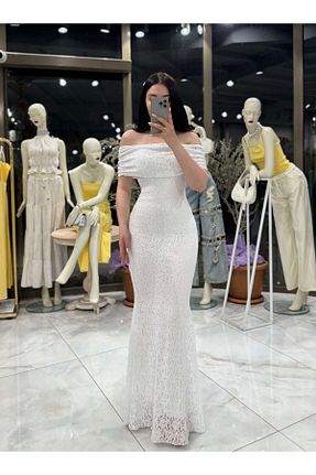 لباس مجلسی و فارغ التحصیلی سفید زنانه دانتل missswans - کد 944241206