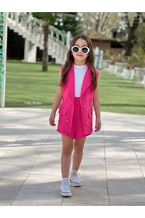 ست بالاتنه و پائین تنه صورتی بچه گانه بافتنی heylinakids - کد 944534218