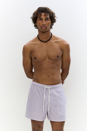 شلوارک ساحلی بنفش مردانه پلی استر Pull & Bear - کد 944539795