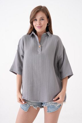 بلوز طوسی زنانه ساده Butik - کد 944488011