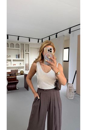 بلوز بژ زنانه ساده Sezgi Tekin - کد 944527783